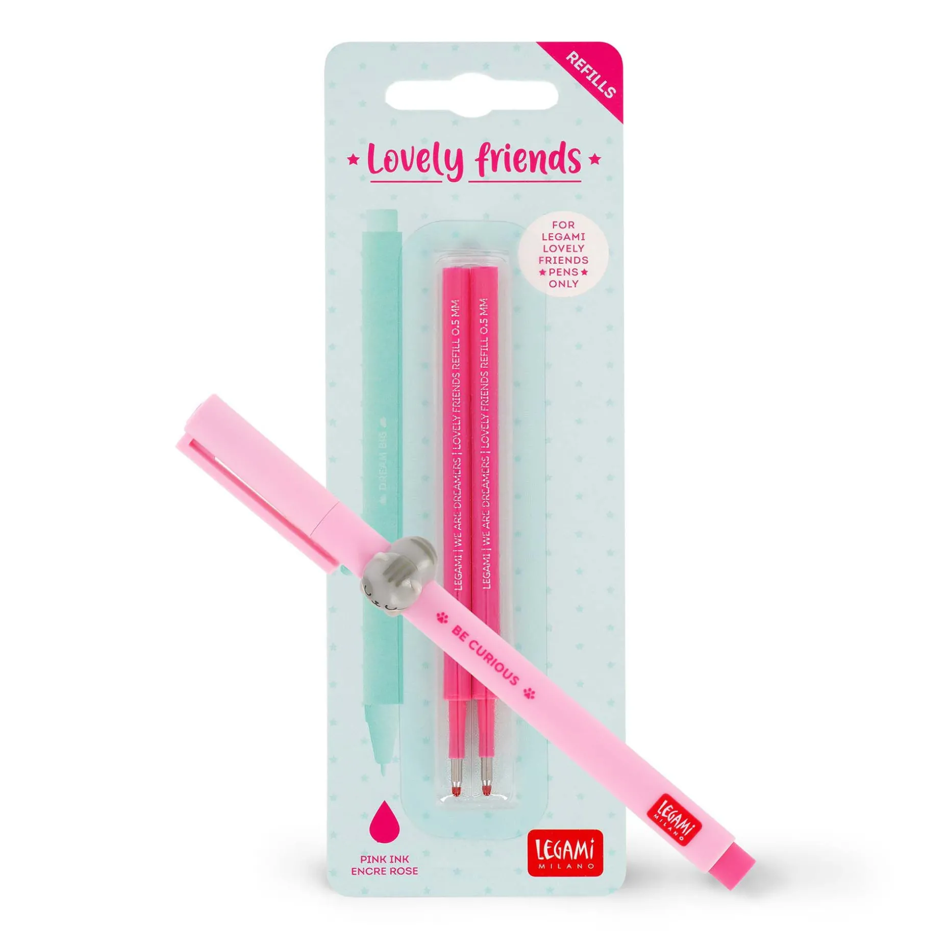 Set Stylo Lovely Kitty et Recharge Rose