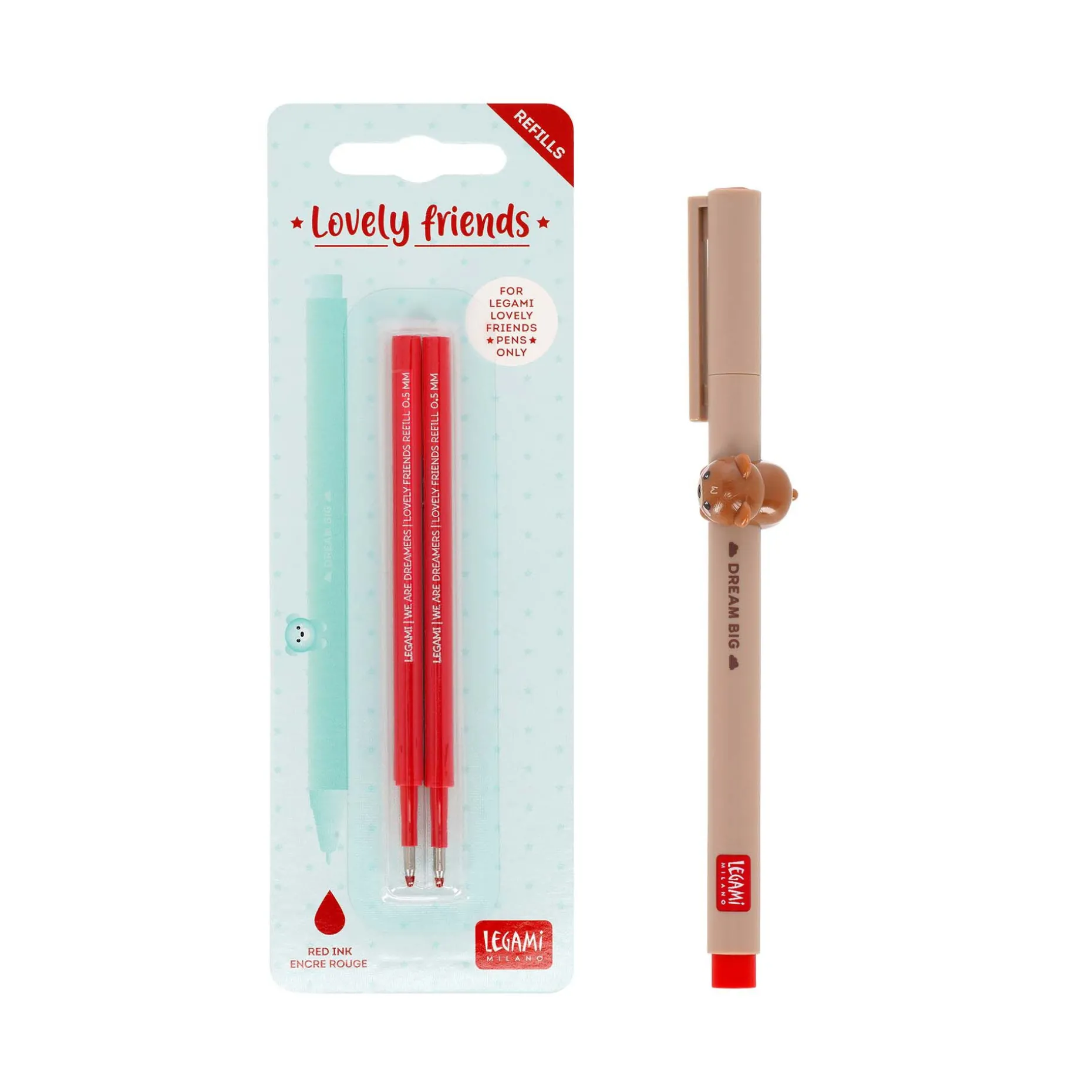 Set Stylo Lovely TeddyBear et Recharge Rouge