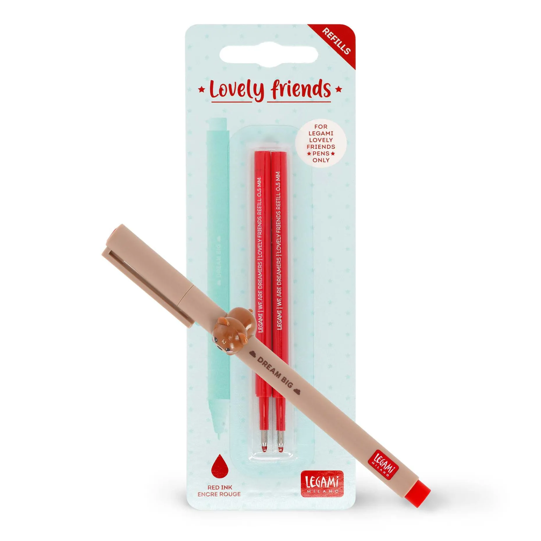 Set Stylo Lovely TeddyBear et Recharge Rouge