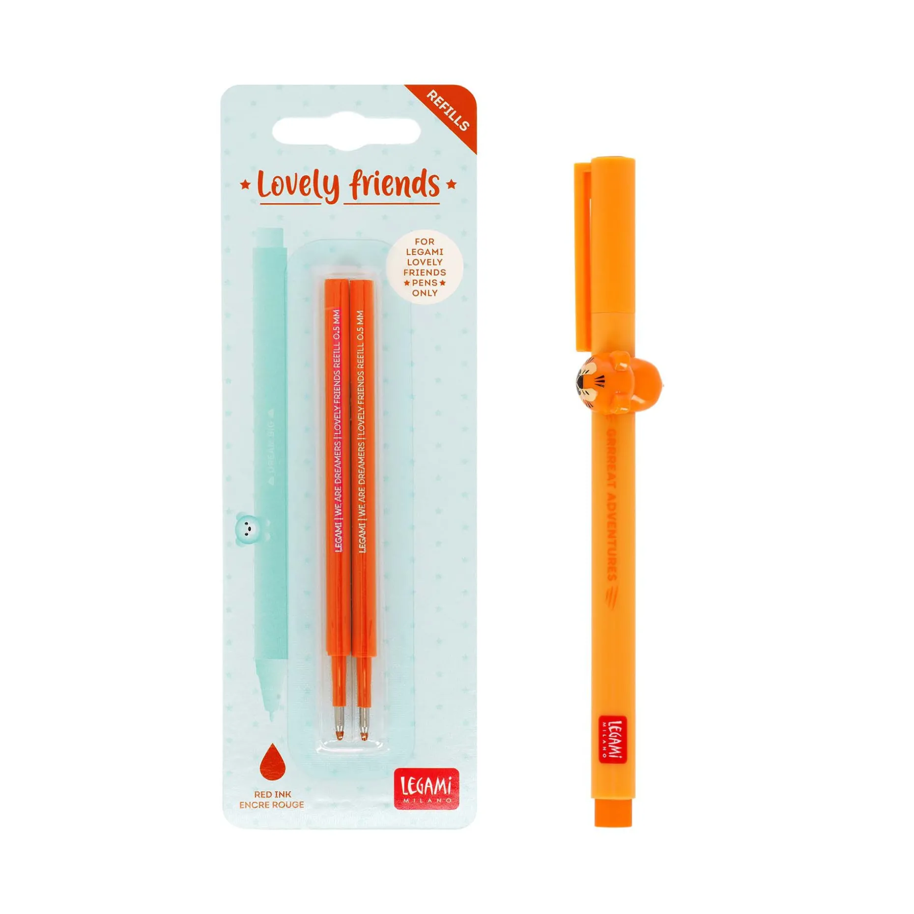 Set Stylo Lovely Tiger et Recharge Orange